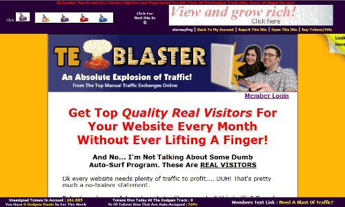 Easy to use surfbar for visiting other members websites